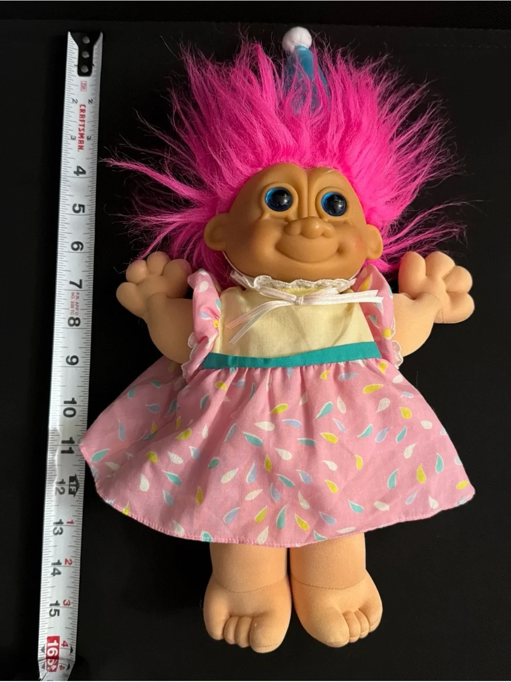 Russ Pink-Haired Birthday Troll Doll with Blue Hat